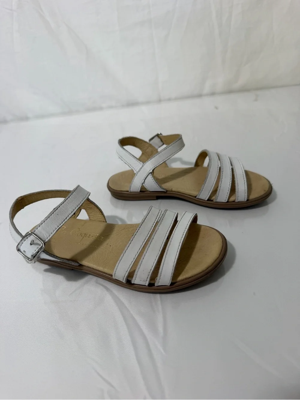La Coqueta Sienna White Nappa Leather Sandals Girls Size 27 EU / US 10